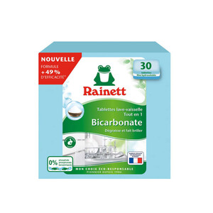 Rainett Tablettes Lave-Vaisselle Tout-en-1 Bicarbonate 600g.