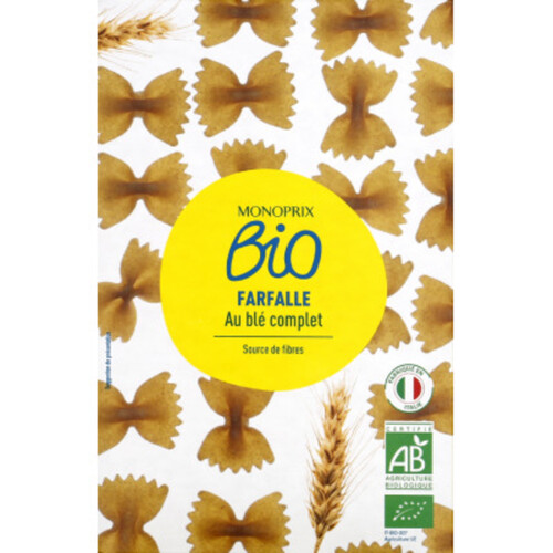 Monoprix bio farfalle au blé complet 500g