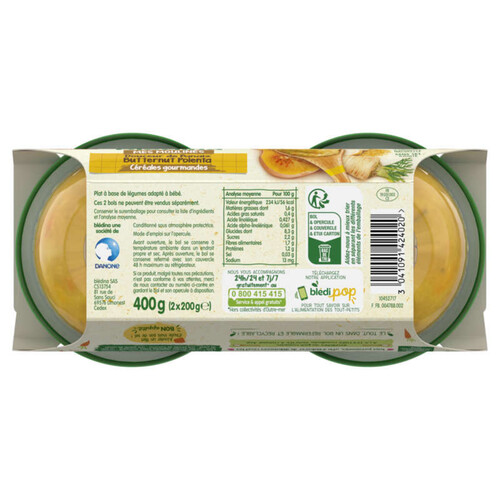 Bledina Idees De Maman Céréales Gourmandes Bols 2X200G Panais Potiron Polenta Dès 8 Mois