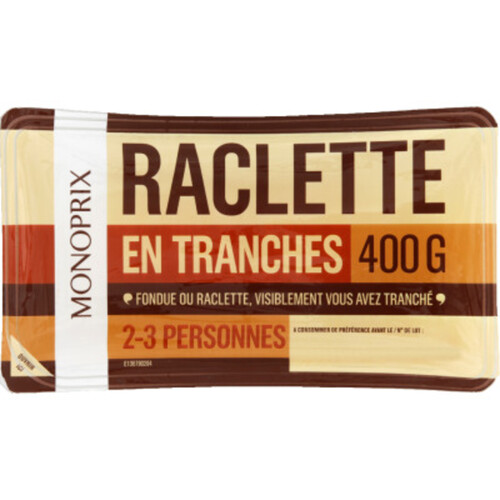 Monoprix Fromage À Raclettes En Tranches 2-3 Personnes 400G