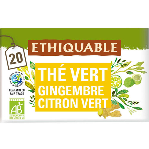 Ethiquable Thé Vert Gingembre Citron Vert Bio 36G