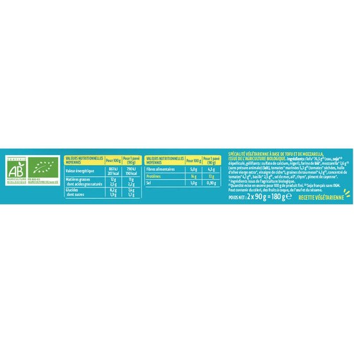 Délice Tofu tomate mozzarella bio 180g