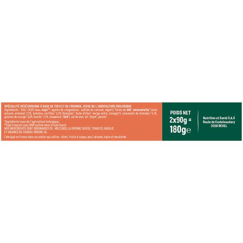 Céréal Bio Tofu cuisiné tomate mozza 180g