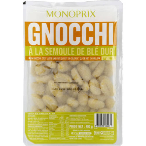 Monoprix gnocchi à la semoule de blé dur 400g