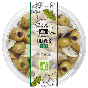 L'Atelier Blini Olives Vertes Dénoyautées au Basilic Bio 150g
