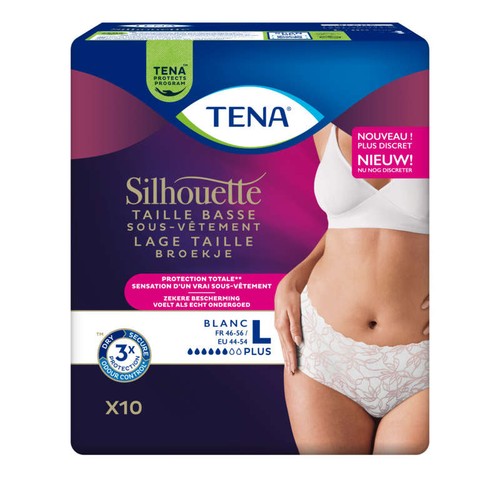 Tena Sous-vêtements Silhouette Plus Taille Basse Blanc L x10
