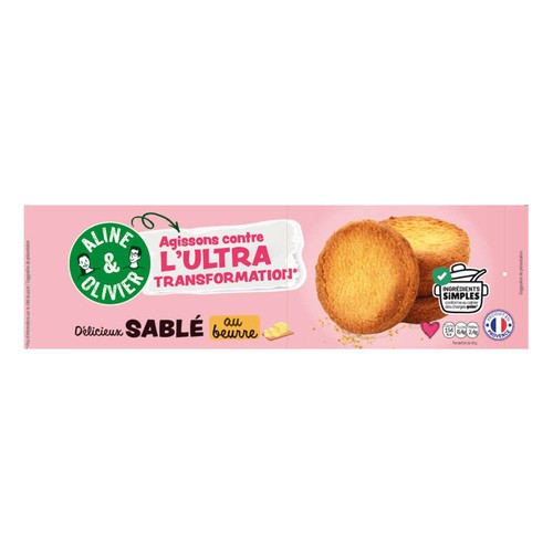 Aline & Olivier Sablé nature Zéro ingrédient ultratransformé 152g