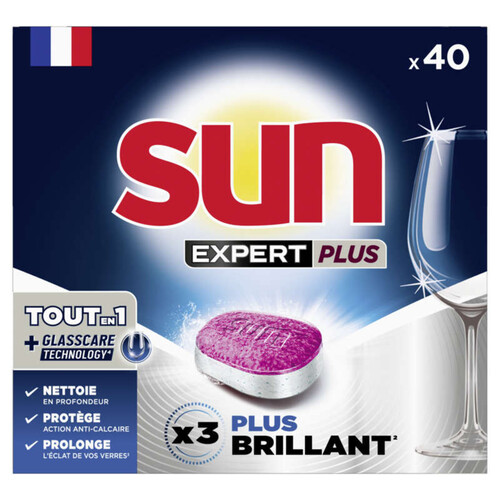 Sun Expert Plus Tablette Lave-Vaisselle Tout en 1 +Glass Care Technology *40 700g