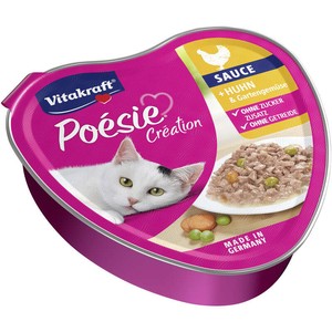 Vitakraft Poésie création Pâtée pour Chat Adulte en Sauce Poulet Légumes Sans Sucre Ajouté Sans Céréales 85g
