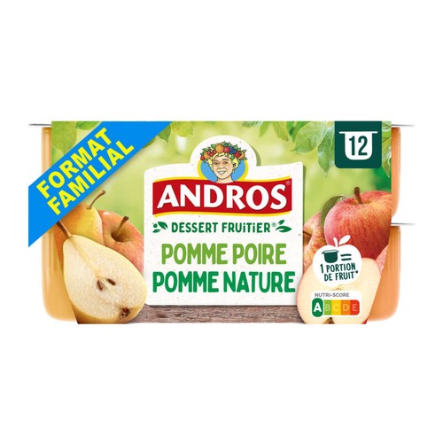Andros Dessert panachés pomme et poire 12x100g