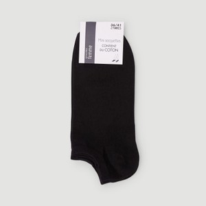 Monoprix Femme Socquettes Unies En Coton X2 Noires TU