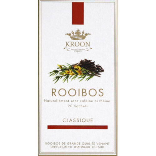 kroon rooibos nature Naturellement sans caféine & Théine en Sachet x20