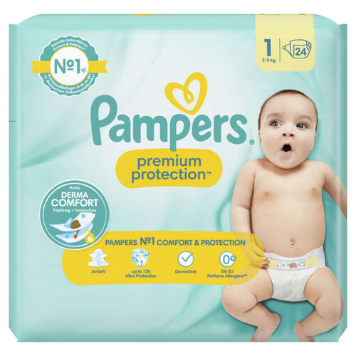 Pampers Premium Protection Taille 1, Couches x24, 2kg - 5kg