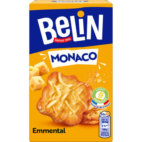 Belin Monaco Biscuits Apéritifs Crackers Emmental 50g