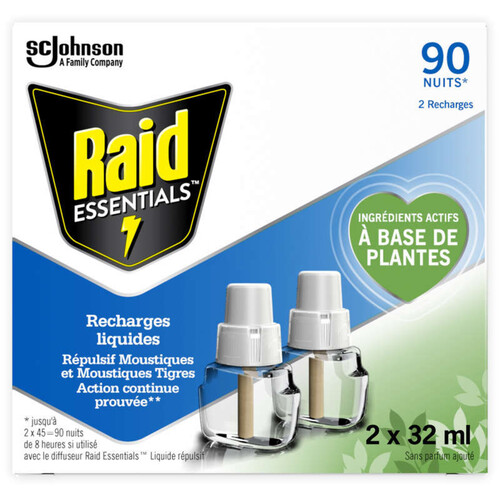 Raid Recharge Électrique Liquide Répulsif Moustiques 90 Nuits X2 64Ml