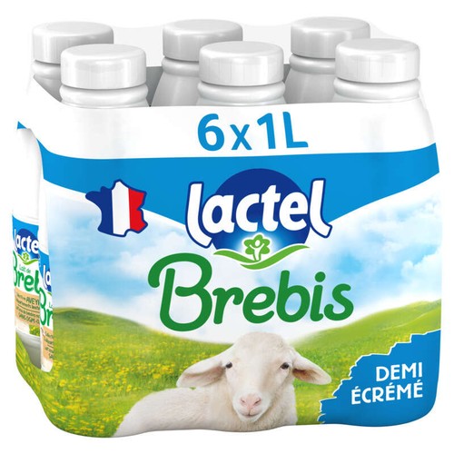 Lactel Lait de Brebis Demi-Ecrémé UHT 6 x 1L