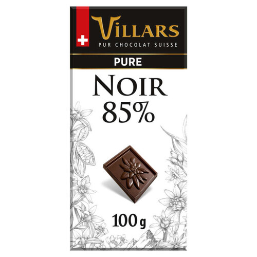 Chocolats Villars Tablette Pur Noir 85% 100G