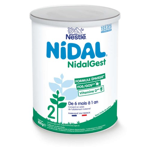 Nestlé Nidal Gest 2ème âge Lait Infantile formule épaissie - 800g