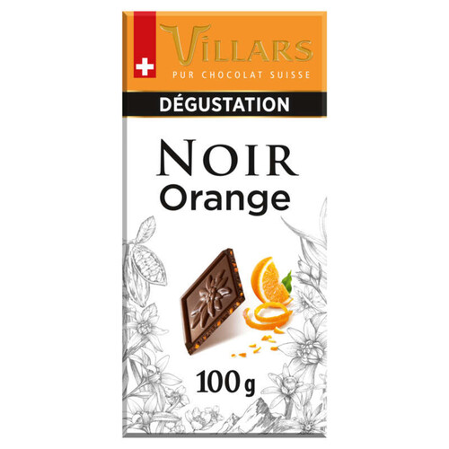 Villars Tablette Chocolat Noir Ecorces D'Orange Confites 100G