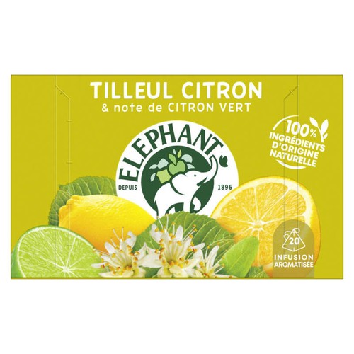 Elephant Infusion aromatisée Tilleul Citron & Note de Citron Vert x20 - 28g
