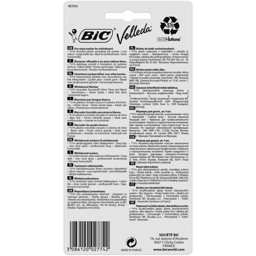 Bic Marqueur Effaçable Velleda Pack x4