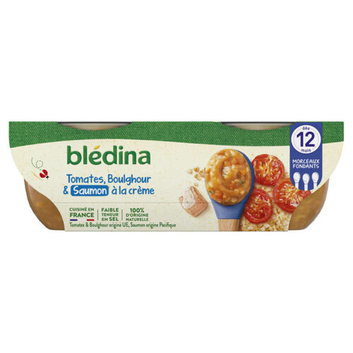 Blédina Plat Tomates Boulghour Saumon du Pacifique Dès 12 mois 2x200g