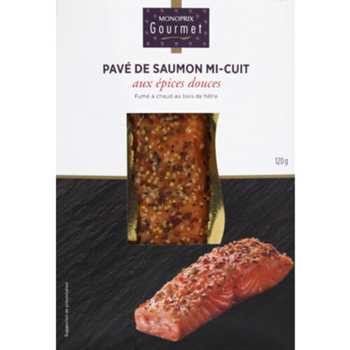 Monoprix Gourmet Pavé de saumon mi-cuit épices fumé au bois de hêtre 120 g