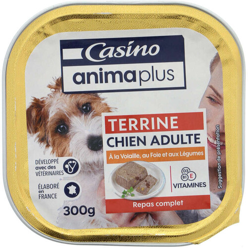 Casino Animaplus Terrine Chien Adulte Volaille & légumes 300g