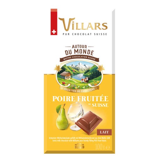 Villars Chocolat Au Lait Fourré À L'Eau De Vie De Poire Williams 100g