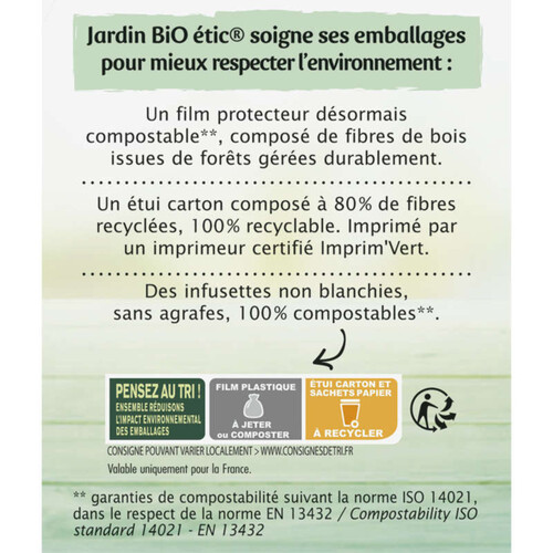 Jardin Bio infusion thym menthe, fraîcheur tonique x20 - 30g