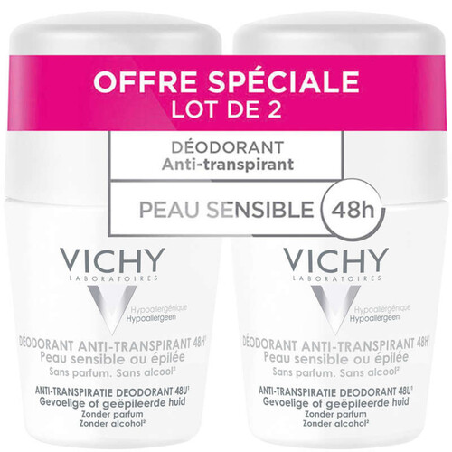 [Para] Vichy Déodorant Anti-Transpirant Peaux Sensibles Epilées Lot 2x50ml