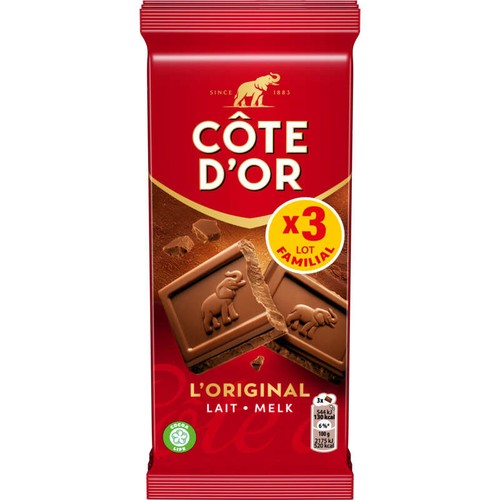 Côte d'Or L'Original Tablette Chocolat au Lait 3x100g