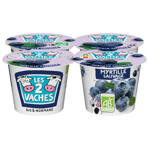Les 2 vaches Yaourt aux fruits myrtille Bio 4x115g