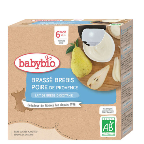Babybio Dessert Brassé Brebis Poire de Provence Dès 6 mois 4x85g