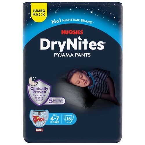 Drynites® Sous-Vêtements de Nuit Absorbants Garçon 4-7ans x16