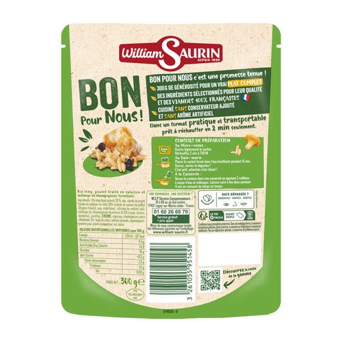 William Saurin Bons pour nous Riz à la forestière poulet rôti 300g