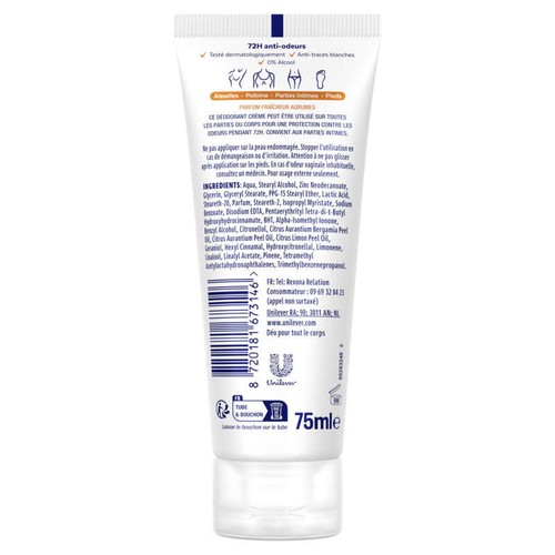 Rexona Déodorant pour Tout le Corps Crème 72h Fraîcheur Agrumes 75ml