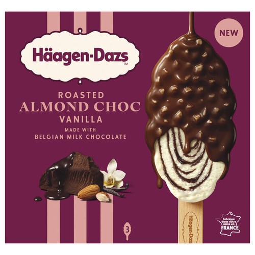 Häagen-Dazs Bâtonnet Amandes grillées Chocolat Vanille 3x80ml