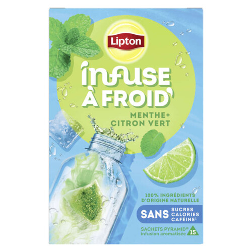 Lipton Infuse à Froid Menthe & Citron Vert x15 Sachets 35g