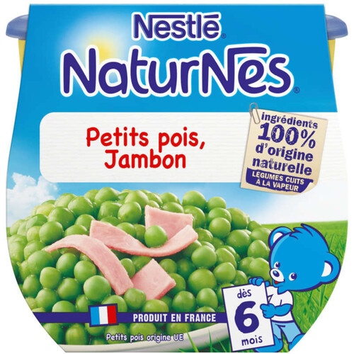 NESTLE NATURNES Petits Pois Jambon-2x200g-Dès 6 mois