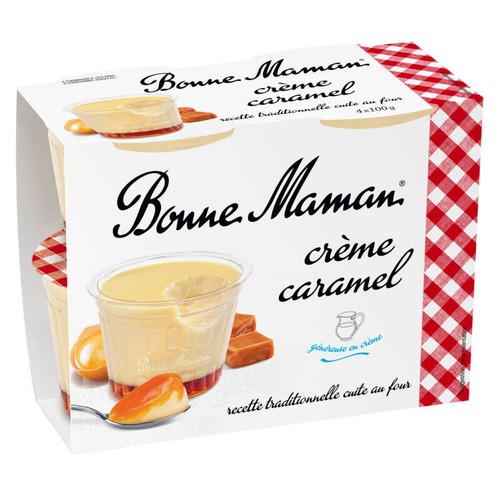 Bonne Maman Crème aux œufs frais, caramel 4x100g