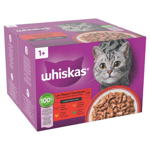 Whiskas Sachets fraîcheur Classiques en sauce pour chat adulte 24x85g