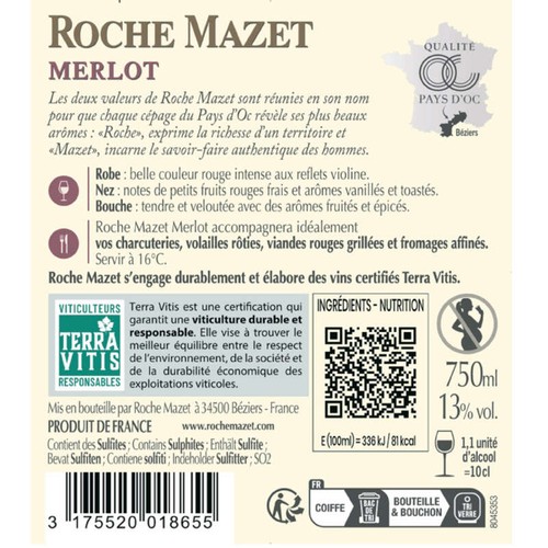 Roche Mazet Vin De Pays D'Oc Igp, Rouge 75cl