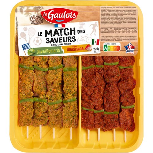 Le Gaulois Brochettes de dinde le match des saveurs Mexique & Grèce 760g