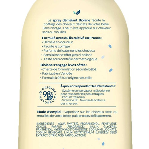 Biolane Spray démêlant au lin pour Bébé 200ml