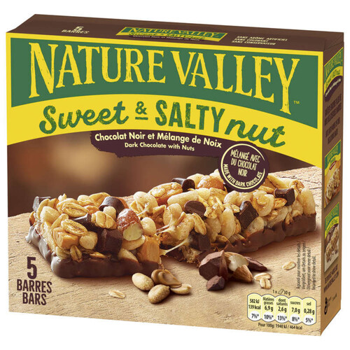 Nature Valley Barres Croquantes Cacahuètes, Amandes Et Pépites De Chocolat Noir 30G