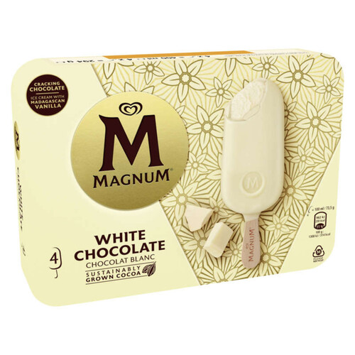 Magnum Glace Bâtonnet Chocolat Blanc 4x100ml