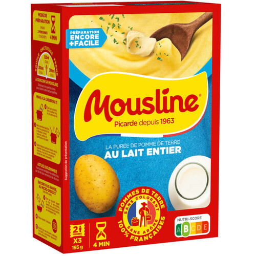 Mousline Purée au Lait Entier 3x65g