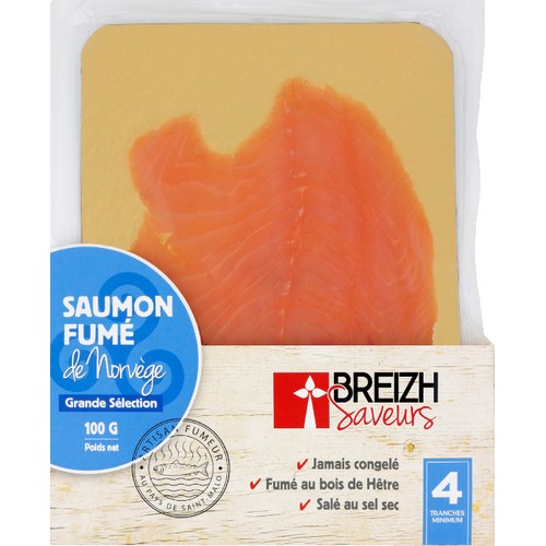 Breizh Saveur Saumon Fumé de Norvège 4 tranches - 100g