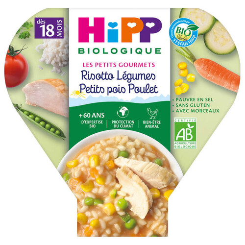 Hipp Biologique Risotto Légumes Petits Pois Poulet Bio, Dès 18 Mois